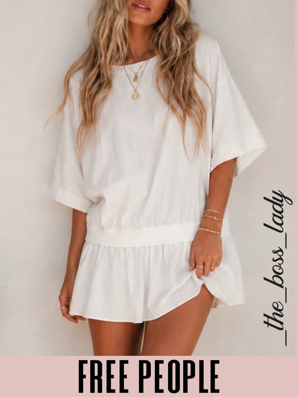 Free People mini dress cotton slouchy oversized Small